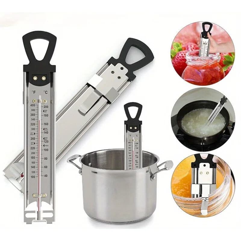 Termometro da cucina in acciaio inossidabile da 1 pezzo per cucinare friggere, cuocere carne, caramelle, misurazione della temperatura dell'olio