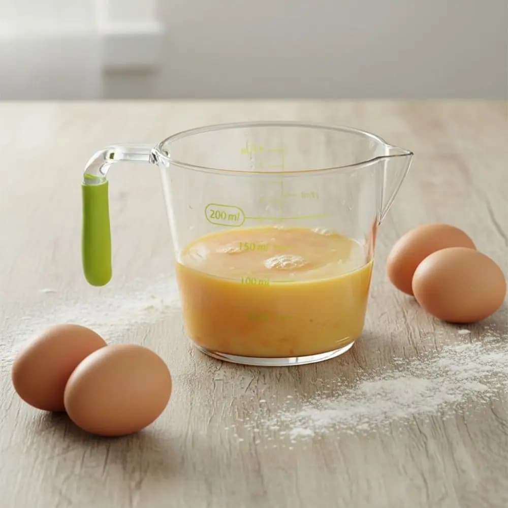 Set di 3 tazze dosatrici impilabili in plastica trasparente con scala graduata, tazza con guida di flusso a V e manico antiscivolo per frullatore