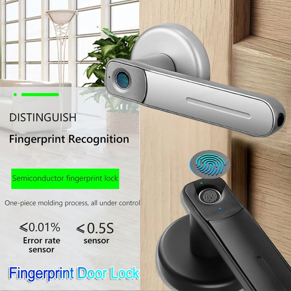 Maniglia della serratura della porta dell'impronta digitale USB ricaricabile antifurto ingresso di sicurezza senza chiave biometrico elettrico intelligente con 2 chiavi per la casa
