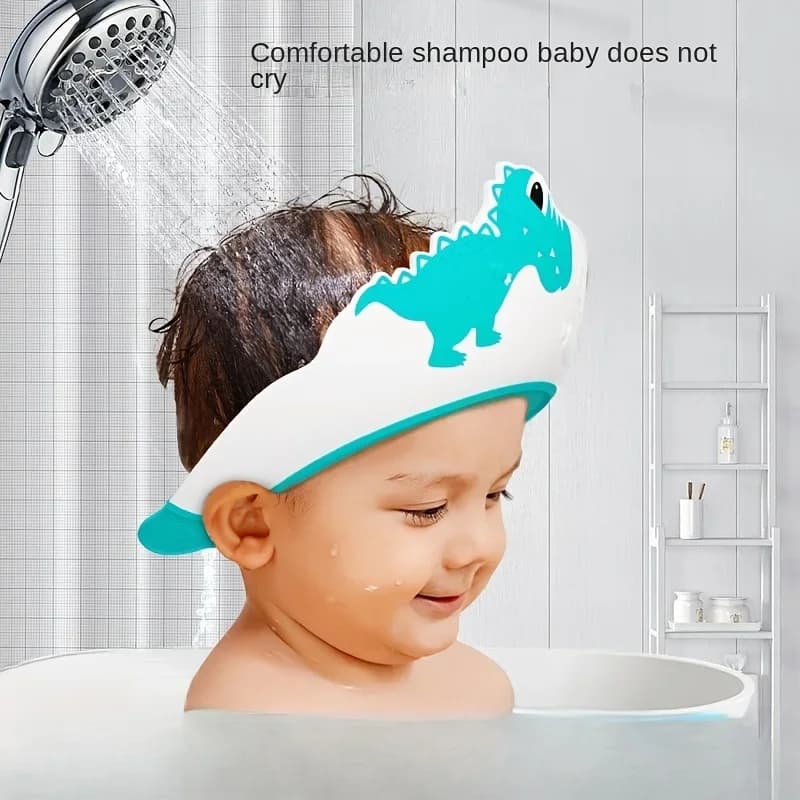 Children's Soft Rubber Soft Rubber Waterproof Shampoo Head Baby Shampoo Head Baby Shampoo Headset Adjustable Ear Protection Dinosaur Model