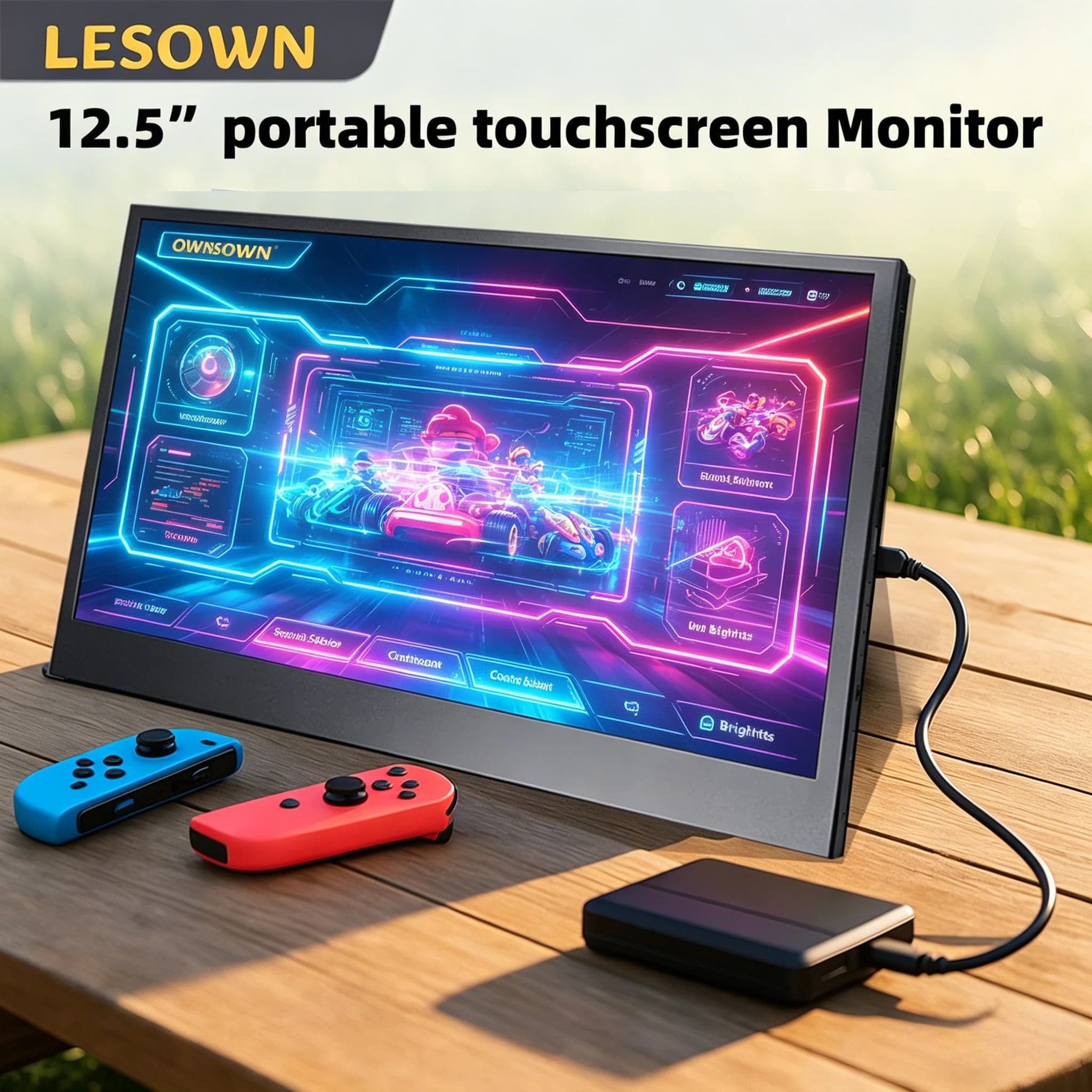 Monitor LESOWN da 12,5 Pollici Full HD 1080P per Sviluppatori Linux, Montabile VESA, Schermo LCD con miniHDTV Type-C per Raspberry Pi Zero