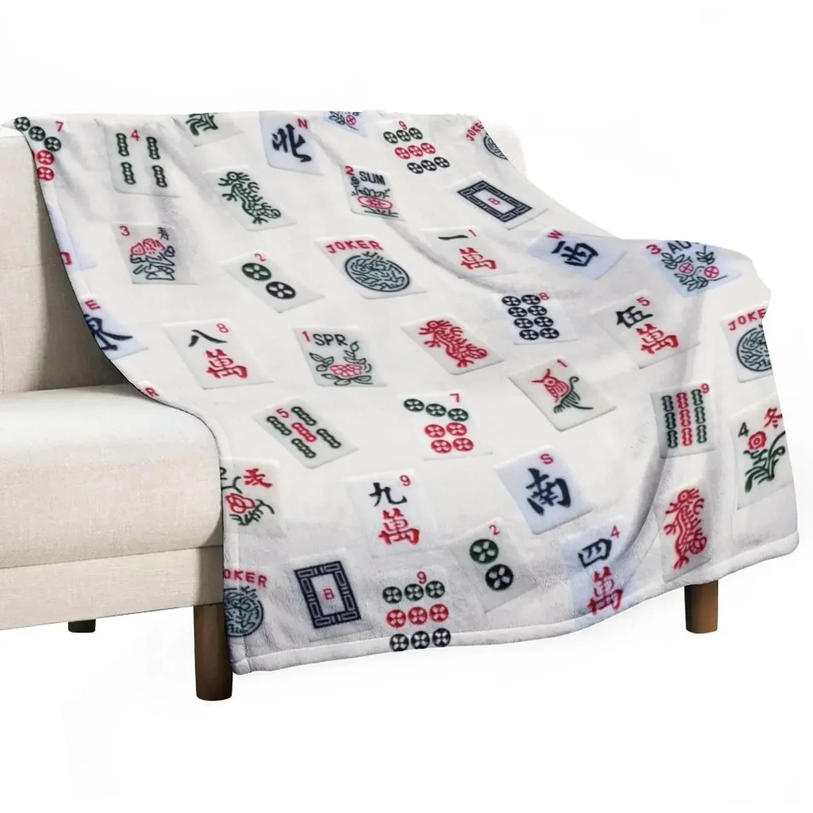 Coperta con design delle tessere del gioco Mahjong, coperta morbida e leggera per tutte le stagioni, per la casa