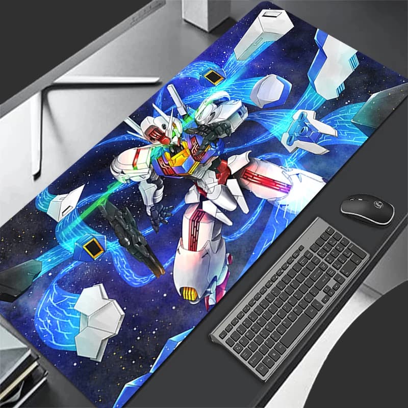 Tappetino per mouse grande Mechanical Warrior G-Gundam A-Aerial Carpet, tappetino per tastiera da gioco per laptop, mousepad con bordo in gomma bianca e nappe, tappetino da tavolo