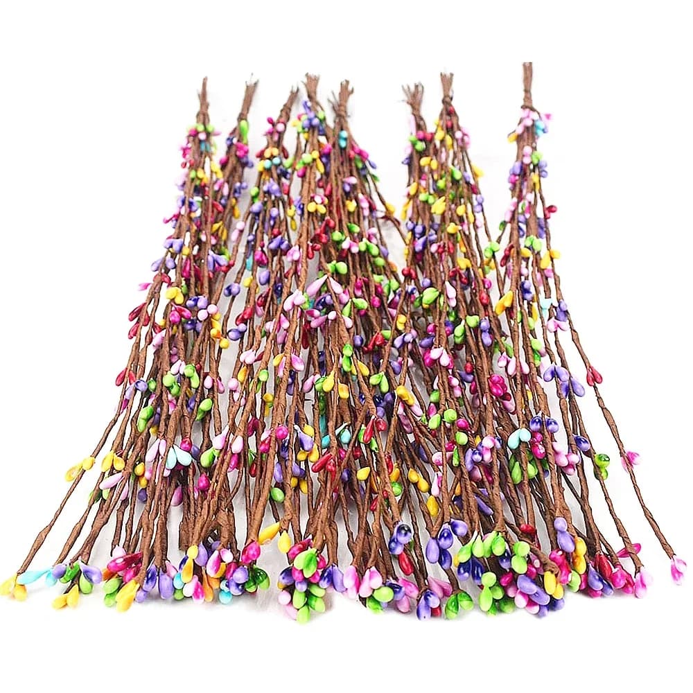 Ghirlanda decorativa per scrapbooking fai-da-te, bocciolo finto, rami artificiali, filo di ferro floreale, decorazione di nozze, 40 cm, 10 pezzi