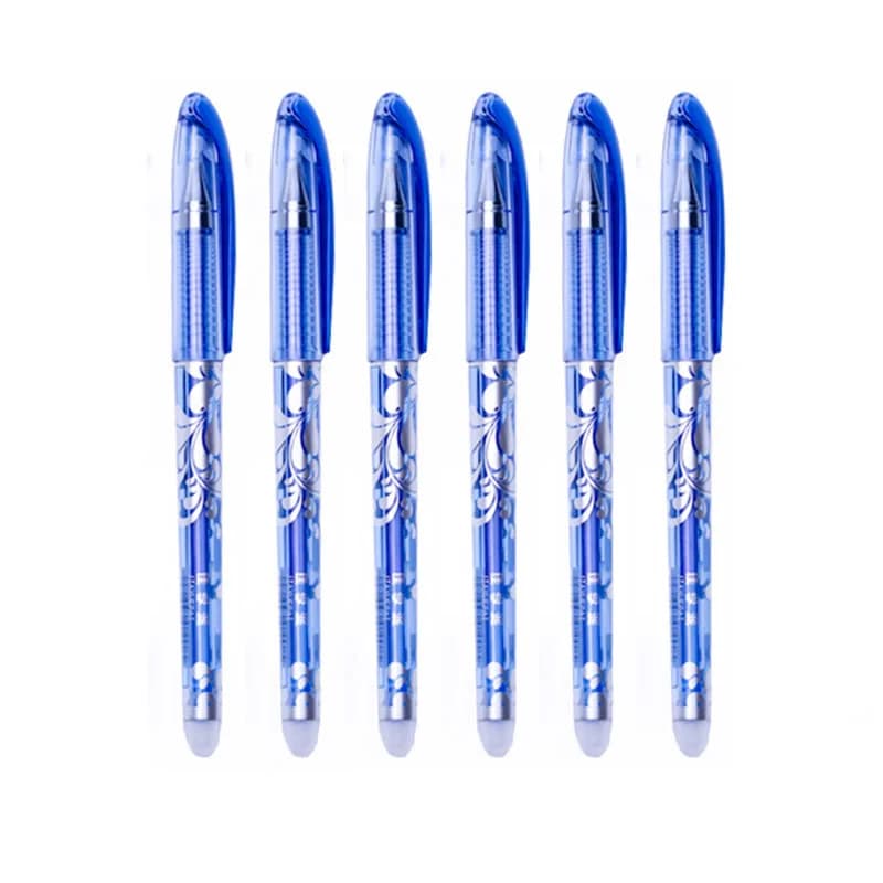 6 pz/set penna cancellabile manico lavabile da 0.5mm penne Gel per scrittura a inchiostro nero blu per forniture di cancelleria per ufficio scolastico esame di ricambio