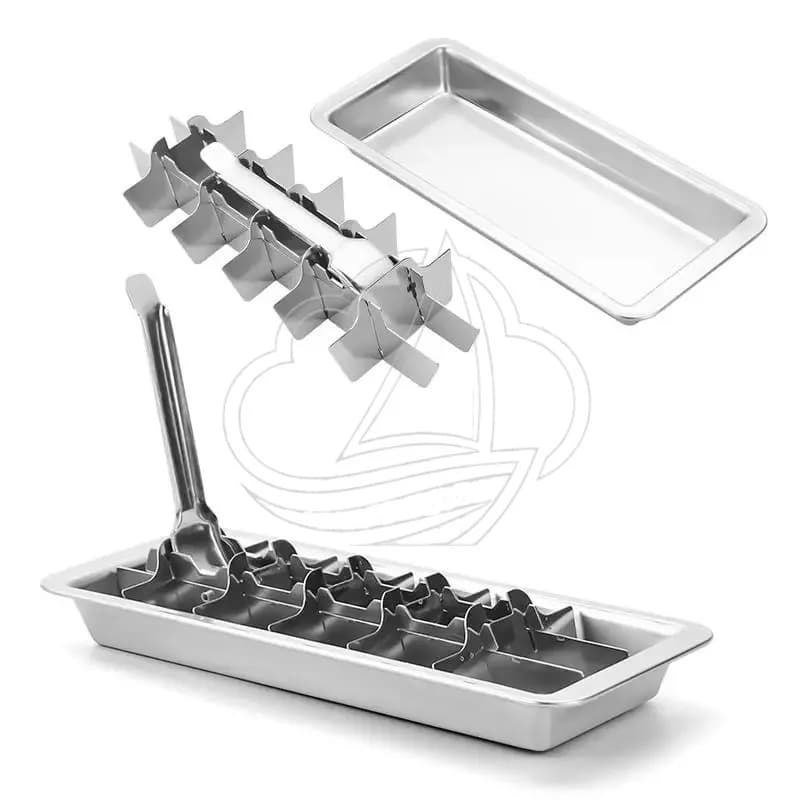 Stampo per Cubetti di Ghiaccio Quadrati in Acciaio Inox, per Raffreddare Bevande e Latte, Strumento per Congelatore
