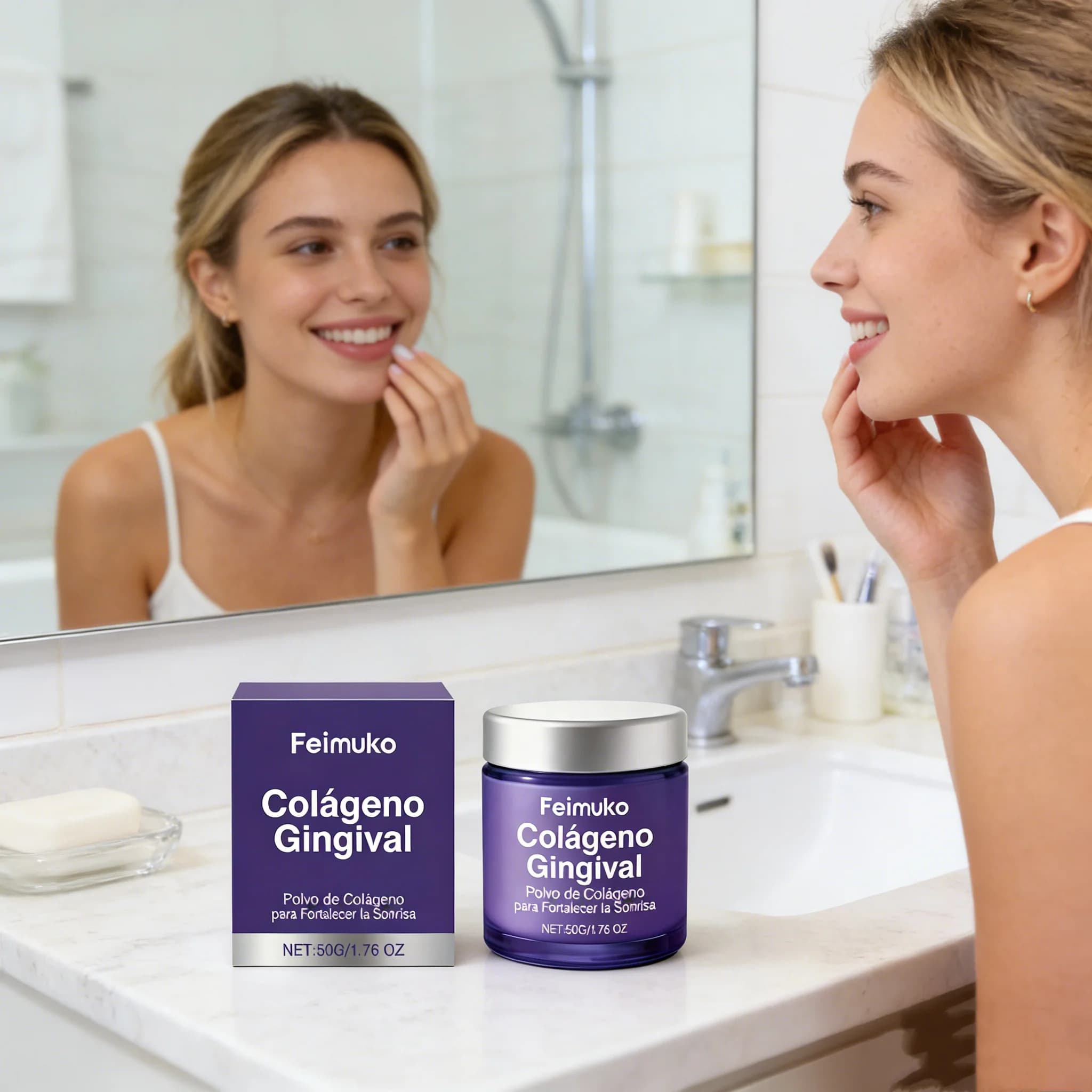 Collagen Powder for Denti Cleansing, Fresh Mint, Genuine and Polish Repair, Delicate for Sensitive Tooths, Natural Oral Care, Whitening Powder for Denti