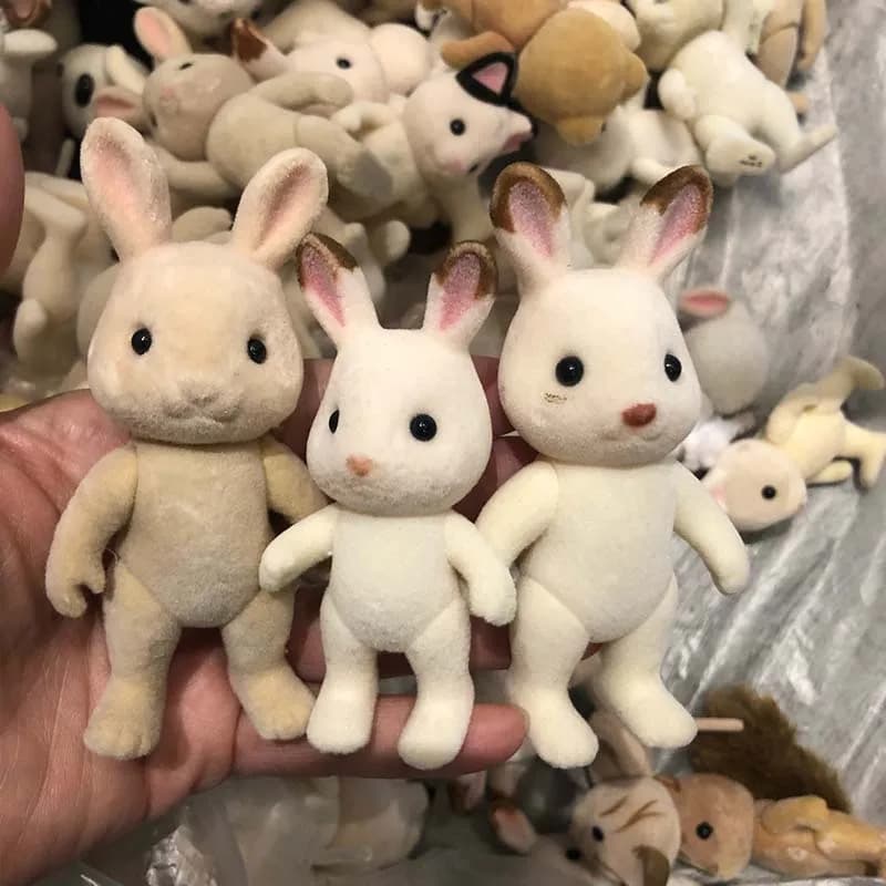 1 pz foresta famiglia animale figura coniglio orso cane floccato Shaggy Figurine modello animale giocattolo per i difetti della fabbrica del bambino