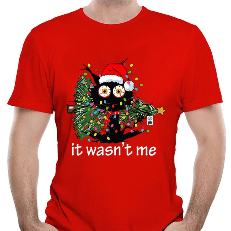 It's Me Christmas Cat abbigliamento maschile albero di natale moda Casual Xmas estetica manica corta Tees Cartoon Men t-shirt