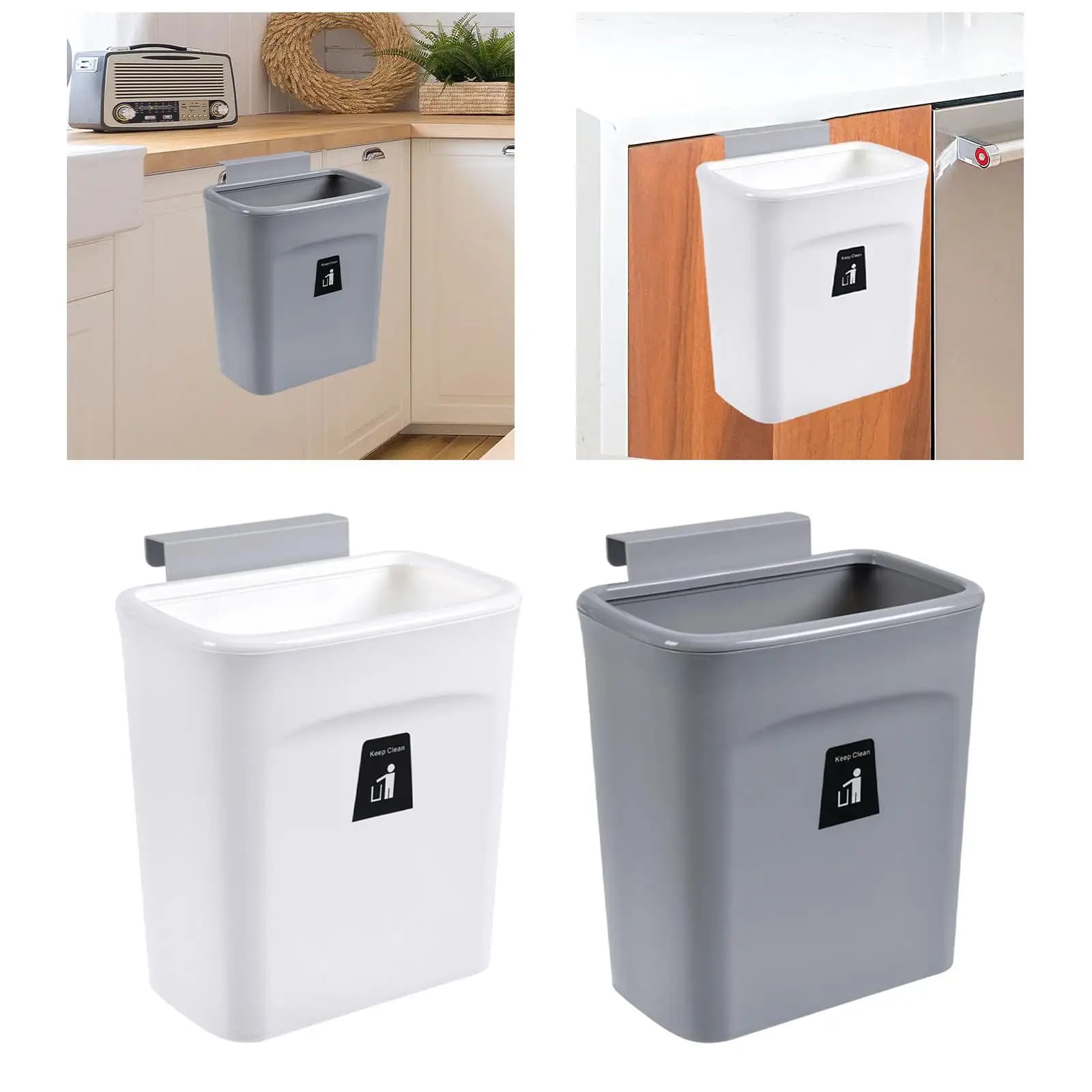 Piccolo Cestino Sottolavello con Coperchio Scorrevole 9L, Bidone Appeso per Camper, Cucina, Lavanderia, Bagno