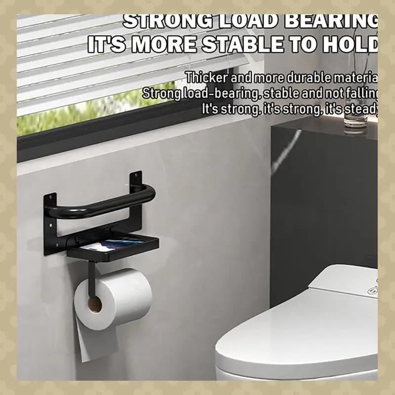AB45 Maniglie di supporto per vasche da bagno e docce con porta carta igienica attaccata, design con maniglia di assistenza