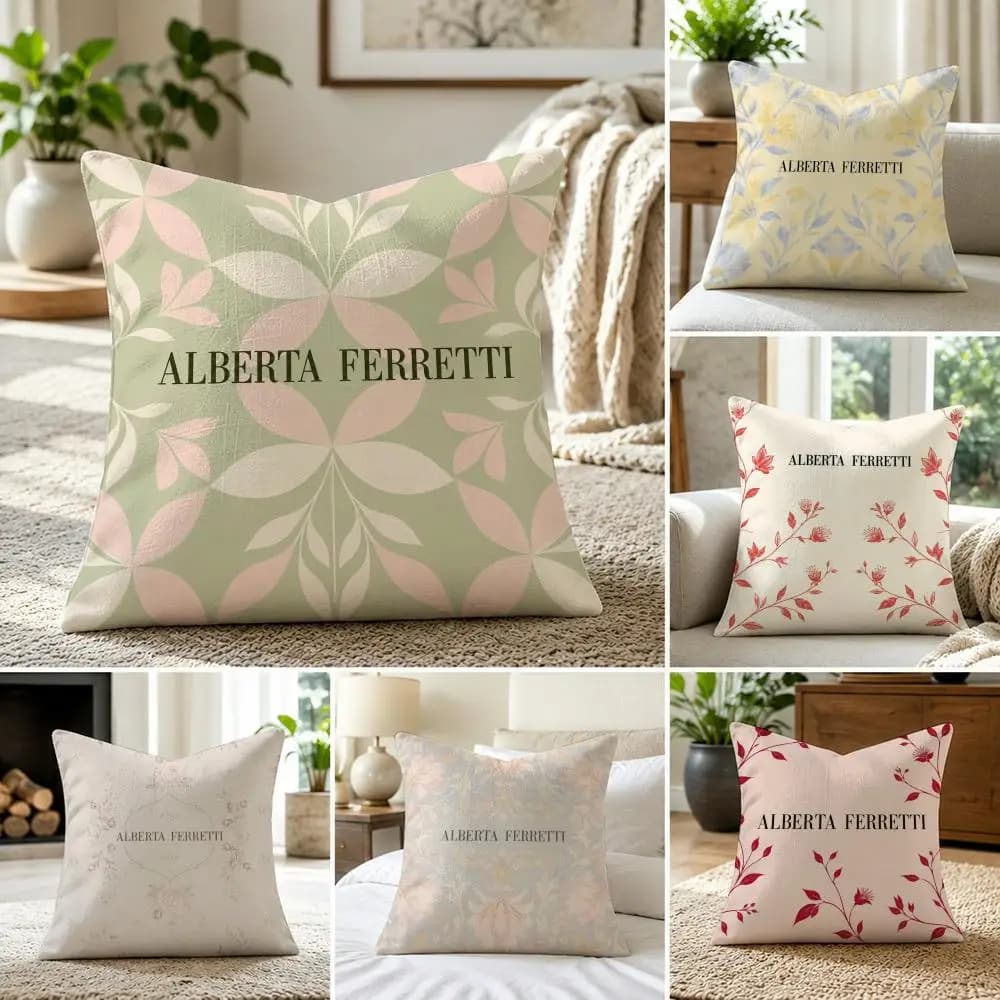 Brand A-Alberta Ferretti Cushion Cover Linen, washable soft. Perfect for sofas, beds home decor.