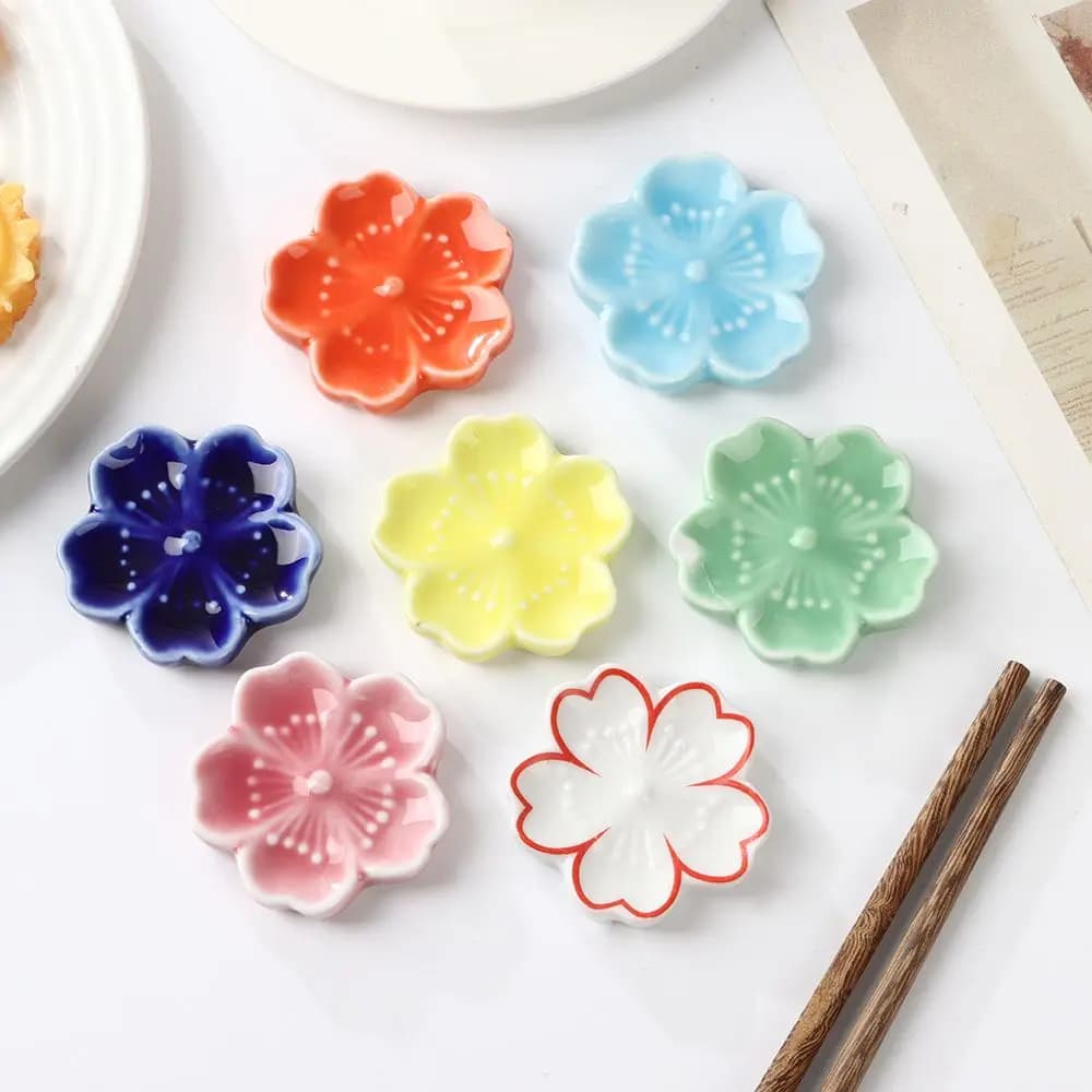 Nuovo cucchiaio da cucina forchetta bacchette resto bacchette porta Sakura fiori ceramica colorata