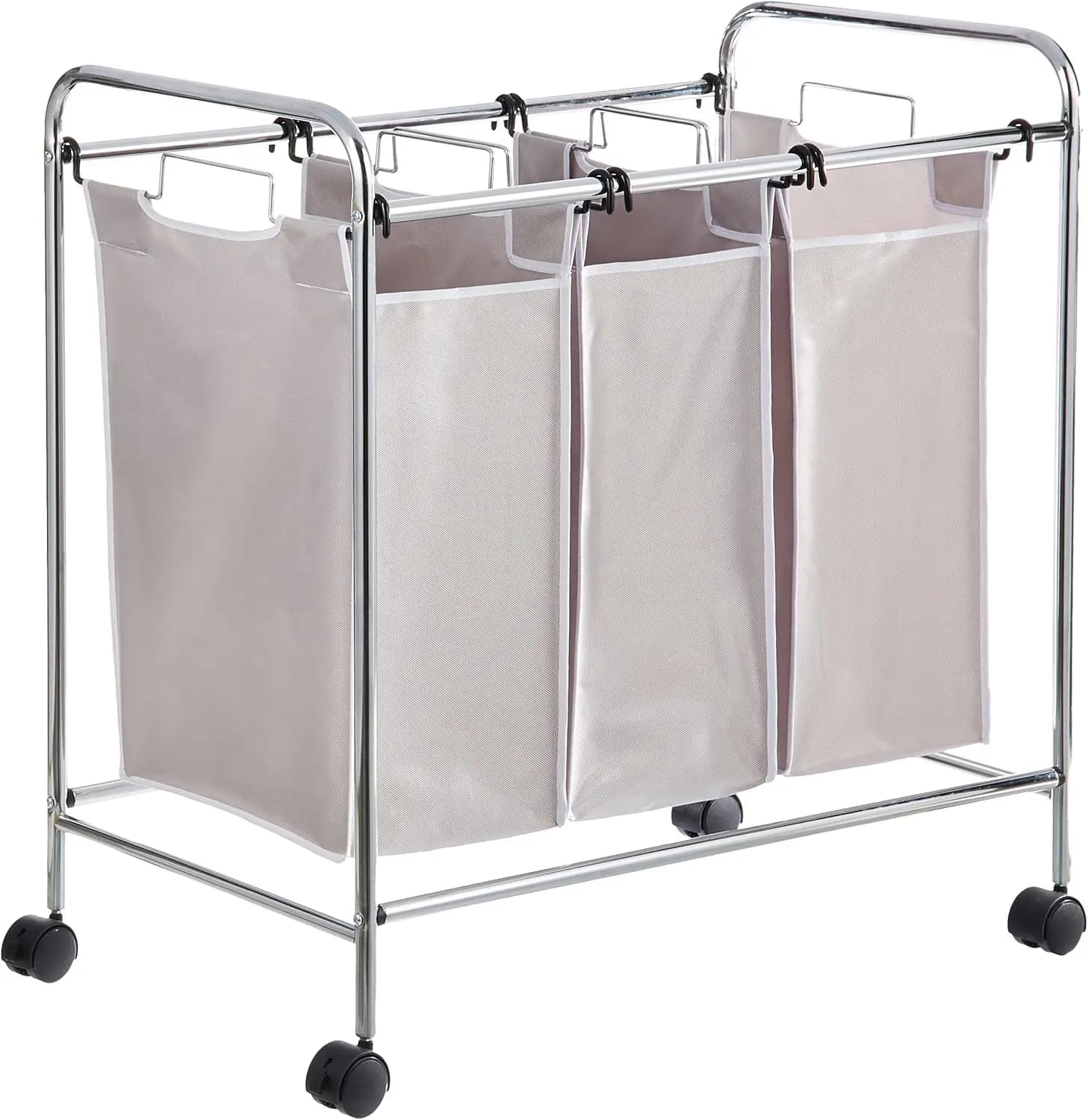 Rectangular 3 bags white basket with removable containers, grey - efficient basket organizer
