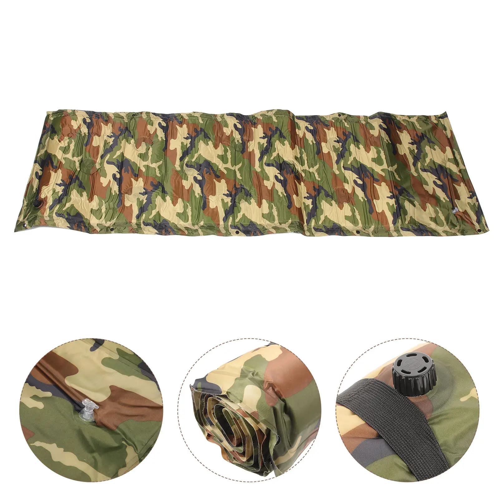 Cuscino Gonfiabile Automatico Mimetico, Accessori da Campeggio, Materassino da Viaggio Impermeabile, Pieghevole, Durevole in PVC, Portatile