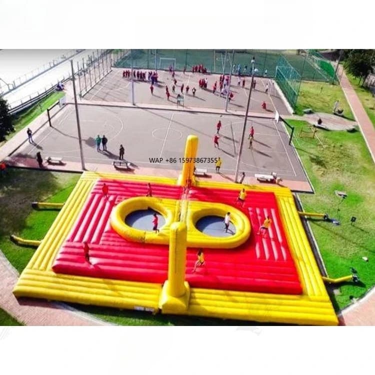 Custom PVC Inflatable Sports Game Bossaball Outdoor With Blower, Factory Price Volleyball Field For Jumping On The Beach