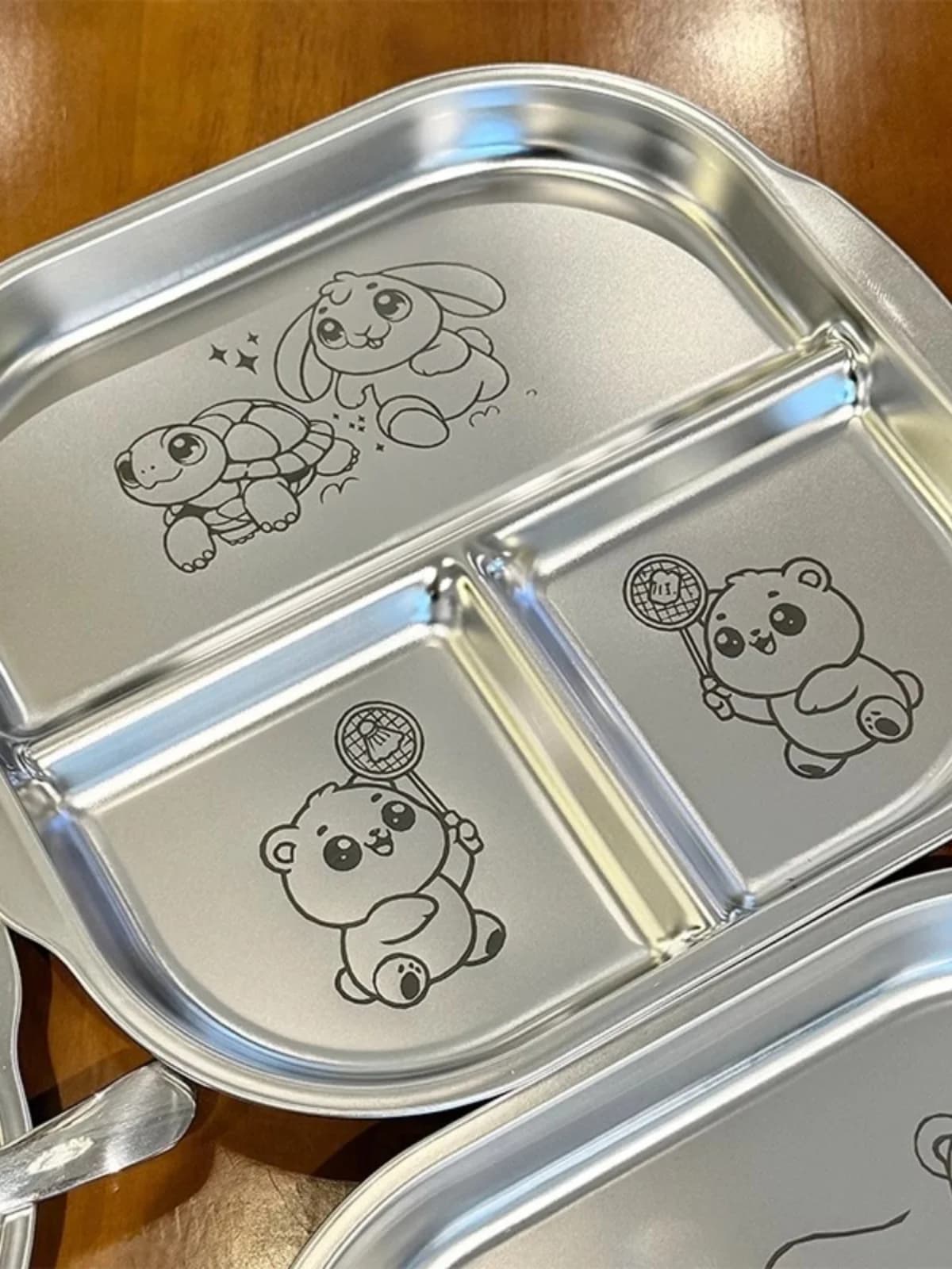 Slimming plate Fitn 36 Stainless Steel Adult Quantitative Divided Pattern Cute Cartoon Shaded Surface Finished