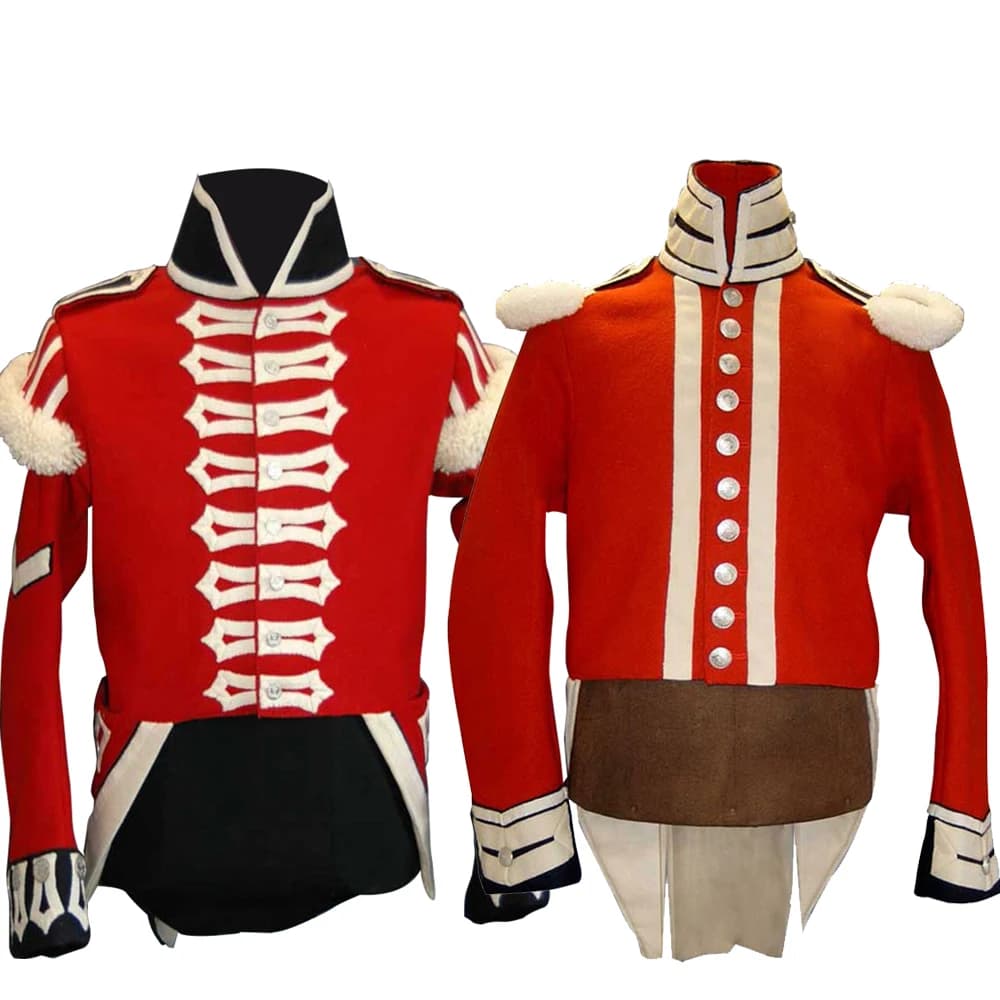 Military uniform Tailcoat Medieval Men's British Napoleon Officer Jacket Victorian Red Royal Jacket Costume