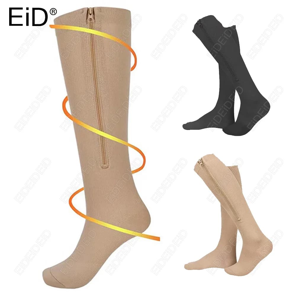 Calze a compressione per vene varicose, adatte per golf, rugby, corsa, escursionismo, sport, anti-fatica, guida, viaggi, volo, per donne e uomini.
