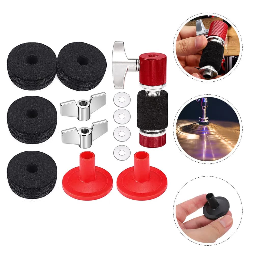 1Set Drum Cymbal Pad Set Non-Slip Eva Felt Metal Washer Clutch Tube for Cymbal Repair Protection Drum Kit Accessories