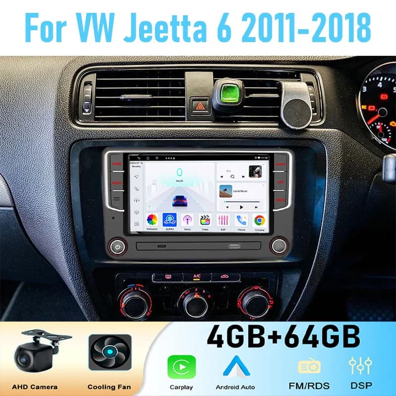 7'' For VW Jetta 2011-2018 Car Stereo Radio Wireless Apple Carplay GPS BT Android 13 Auto Head Unit Camera WIFI 6-128GB