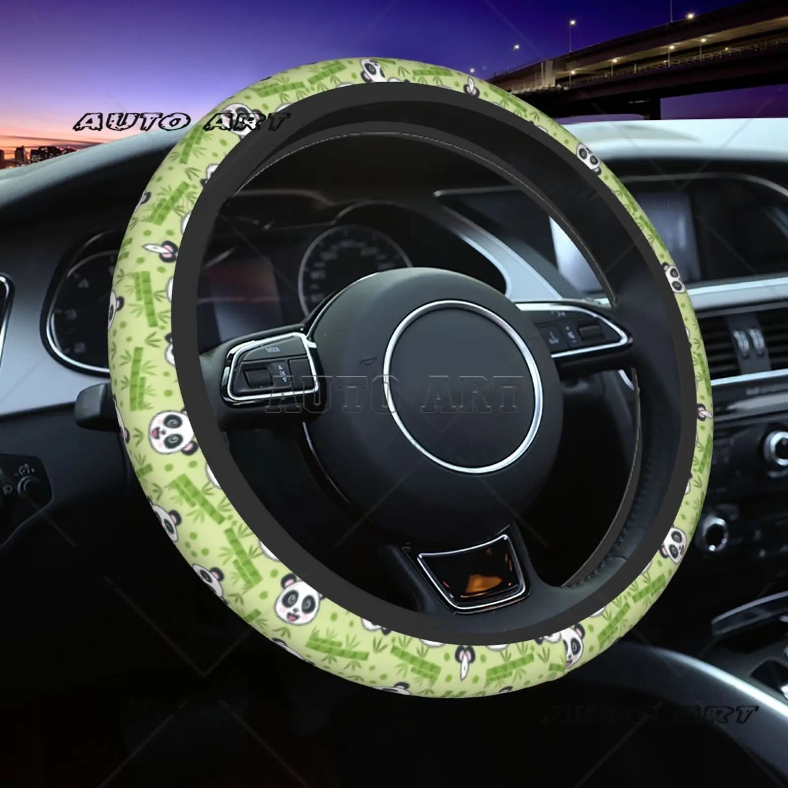 Coprivolante per Auto con Simpatico Orsetto Panda, Antiscivolo, Accessorio per Donne e Ragazze
