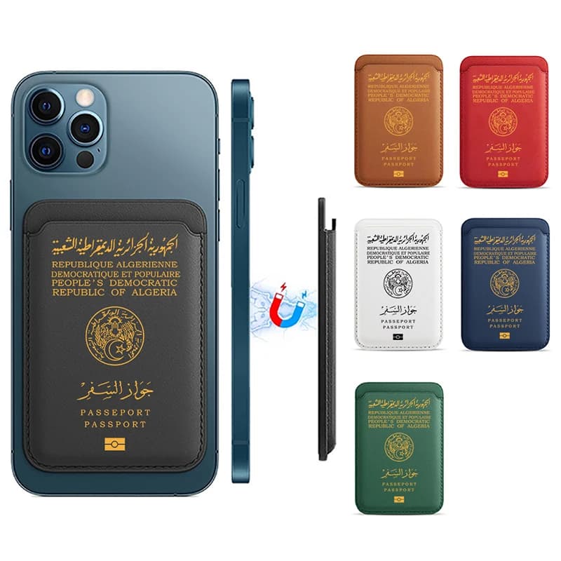 Ins Algeria Passaporto Portafoglio Magsafe in pelle Custodia porta carte magnetica per iPhone13 15 17 Air 14Plus 16 Pro Custodia porta carte