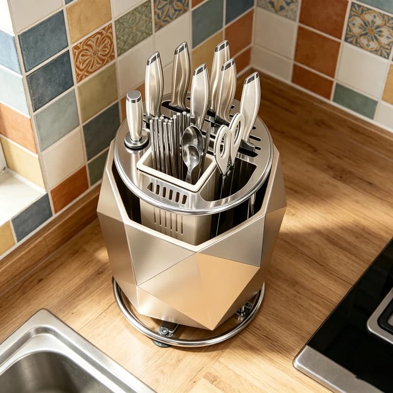 AOLIVIYA Country Style Integrated Kitchen Knife Organizer Storage Rack For Chopstick Holder Scissors Cleaver A417638