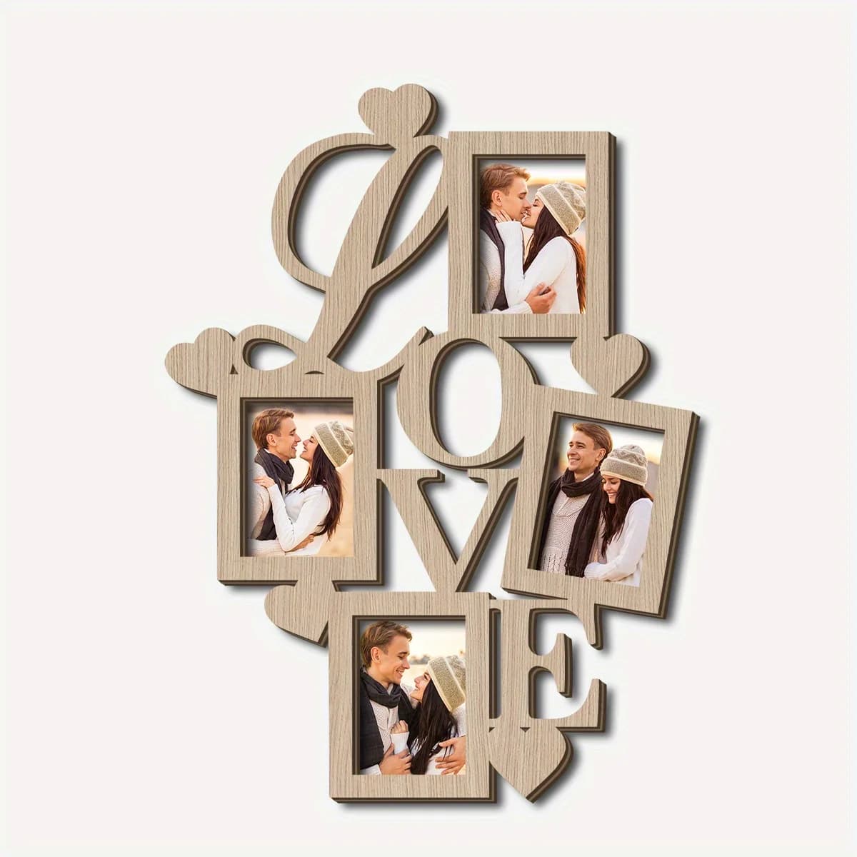 Decorazione Murale in Legno Personalizzabile, Cornice Portafoto con Ganci a Dente di Sega, Pannello Fotografico Leggero da Parete per Casa