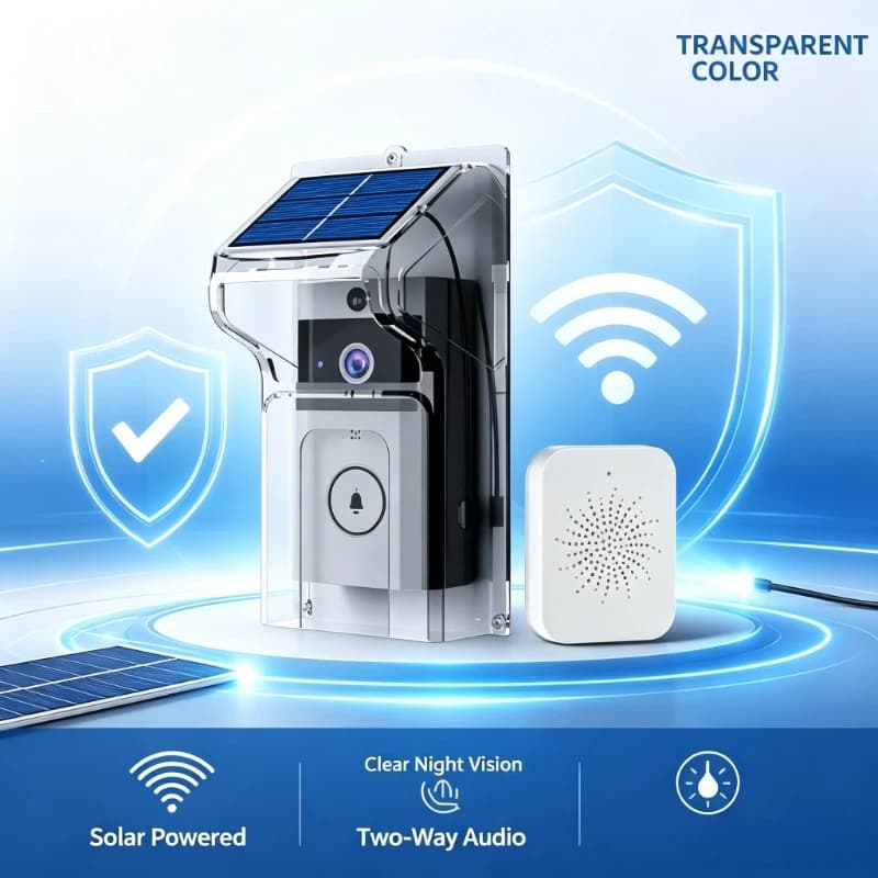 WiFi Connected Solar Peephole Video Device Wireless Doorbell For Rental House Entrance Guard