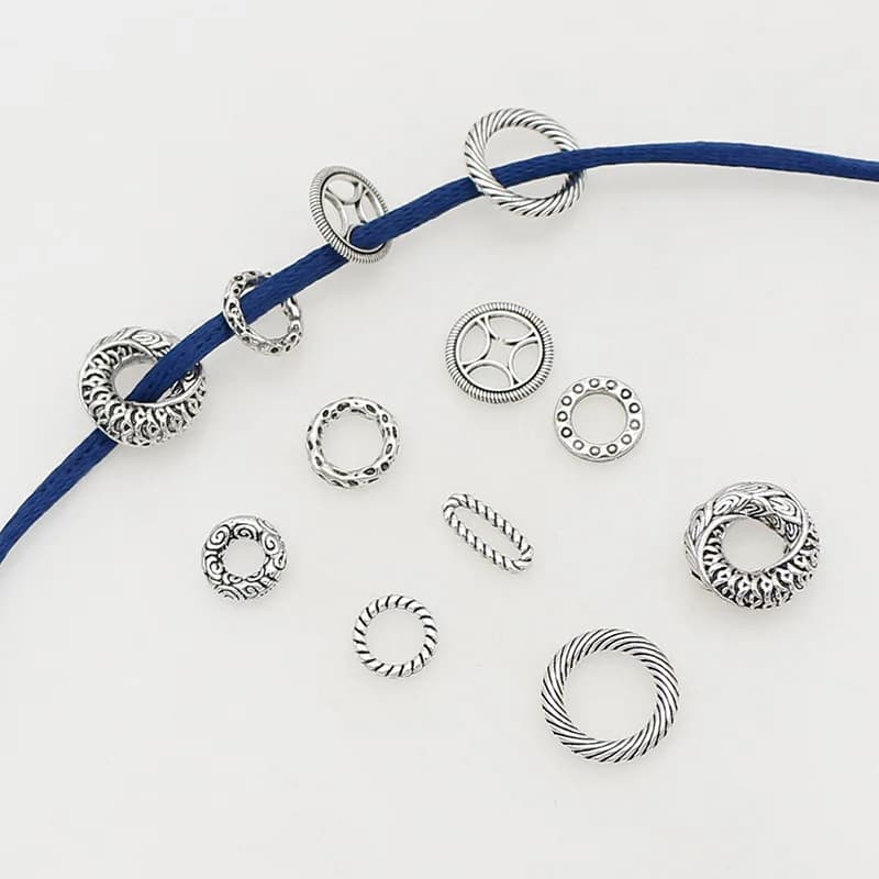 1 confezione di anelli di chiusura rotondi in metallo tibetano connettori di scorrimento braccialetti Multi-dimensioni cerchi con fibbia distanziatrice cerchi accessori per gioielli fai da te