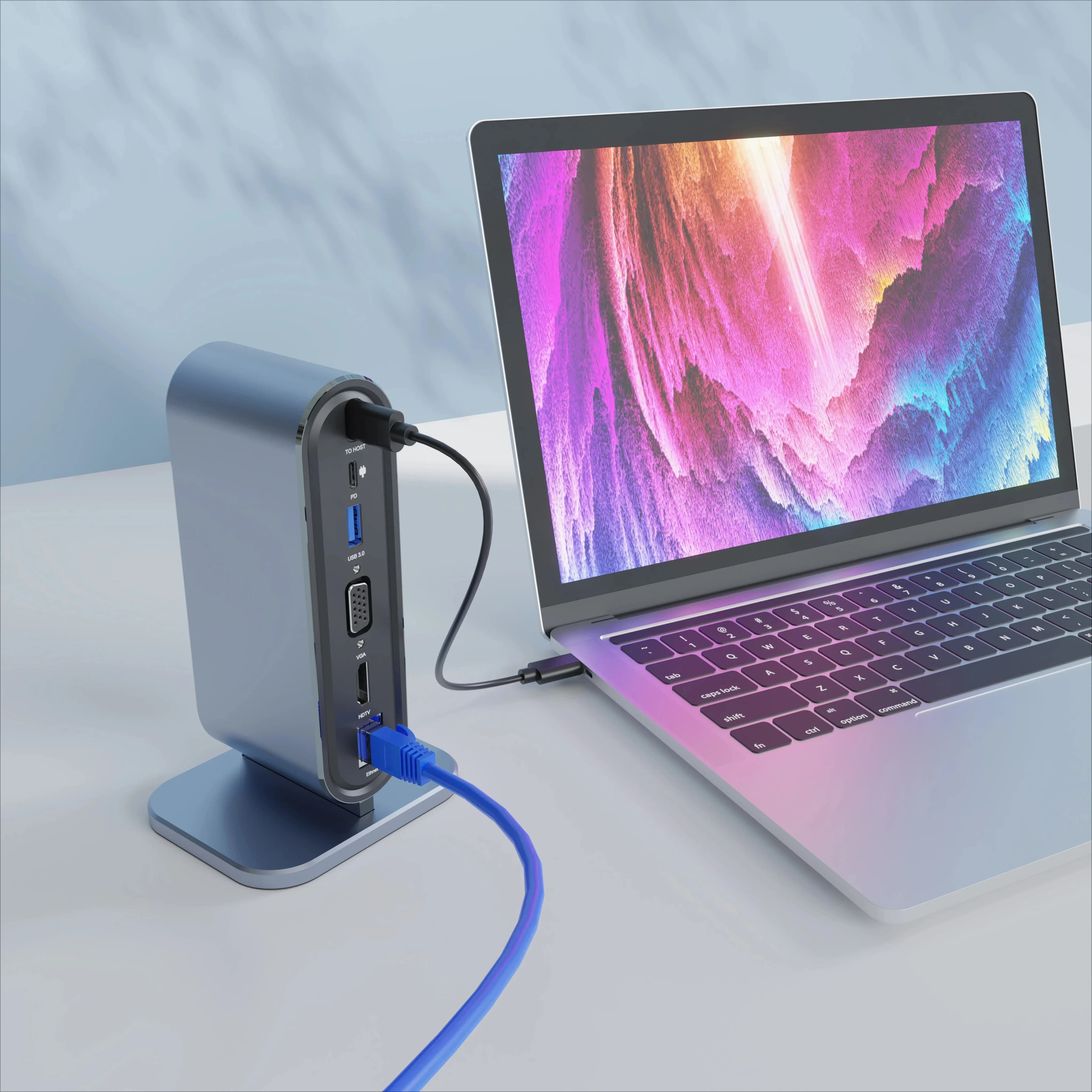 Docking Station USB C 12-in-1 con Uscita 4K HD VGA, 4 Porte USB 3.0, Adattatore di Alimentazione PD, Interfaccia HDTV Compatibile con Laptop, Supporto Schede SD