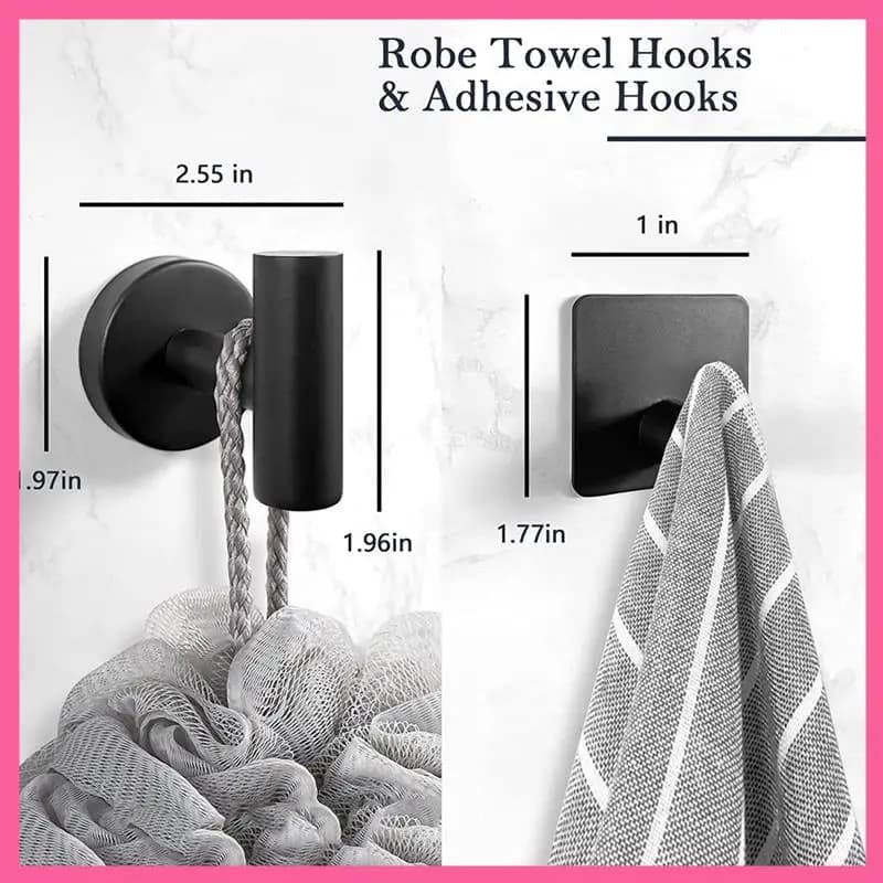 Set di accessori da bagno HOT-14 pezzi nero opaco, set di accessori da bagno in acciaio inossidabile, set di portasciugamani da bagno,