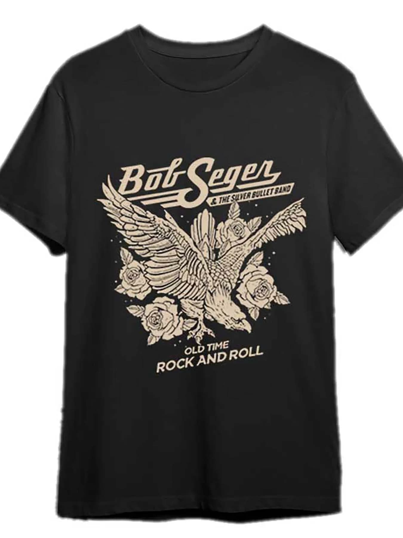 Bob Bob Seger T-shirt 337668 divertente T-shirt grafica a maniche corte da uomo Collezione nera PR