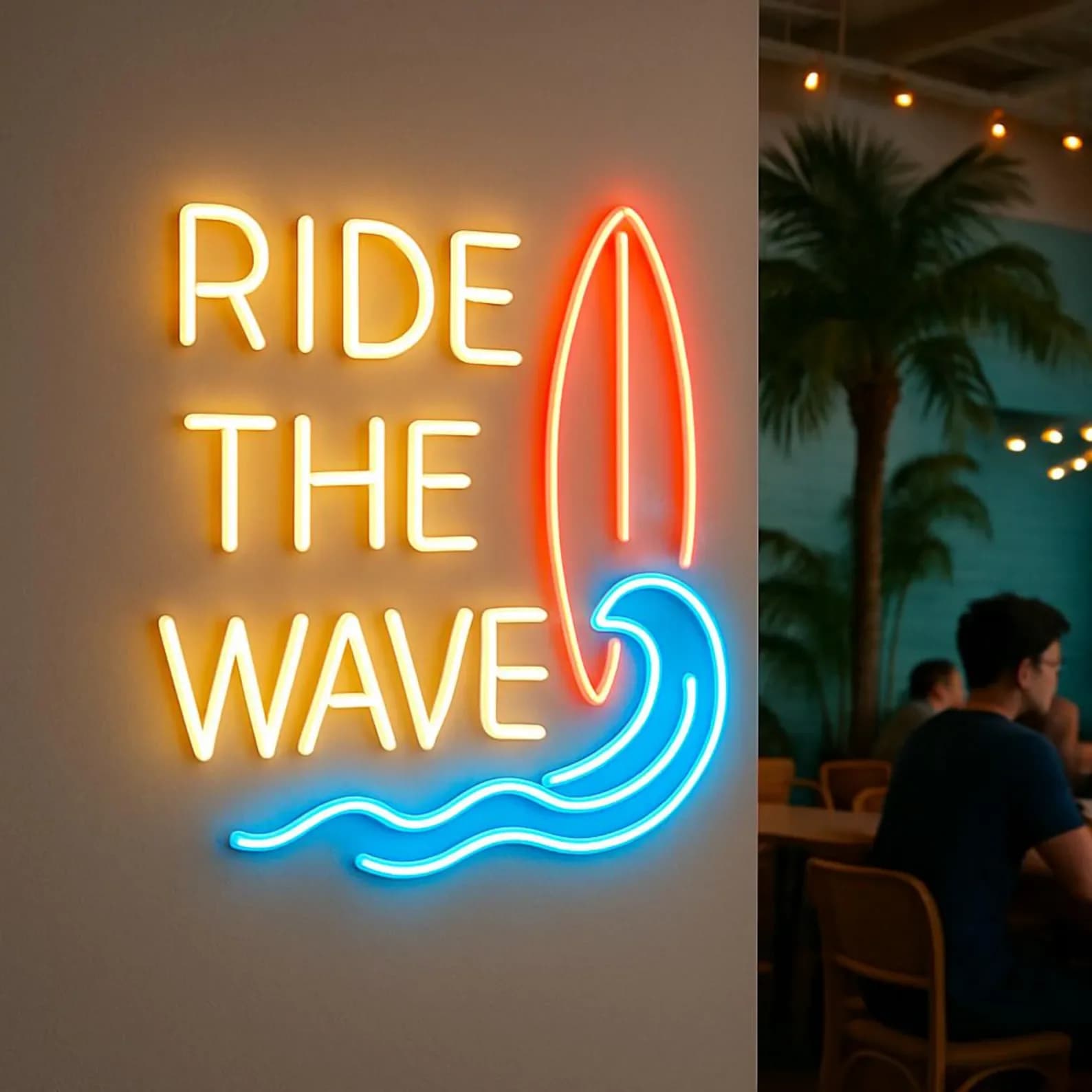 Surfing Neon Sign,Surfing Studios Neon Sign,Surfboard Led Sign,Ride the Wave Neon Decor,Beach Cafe/Sports Club Decor,Surfer Gift