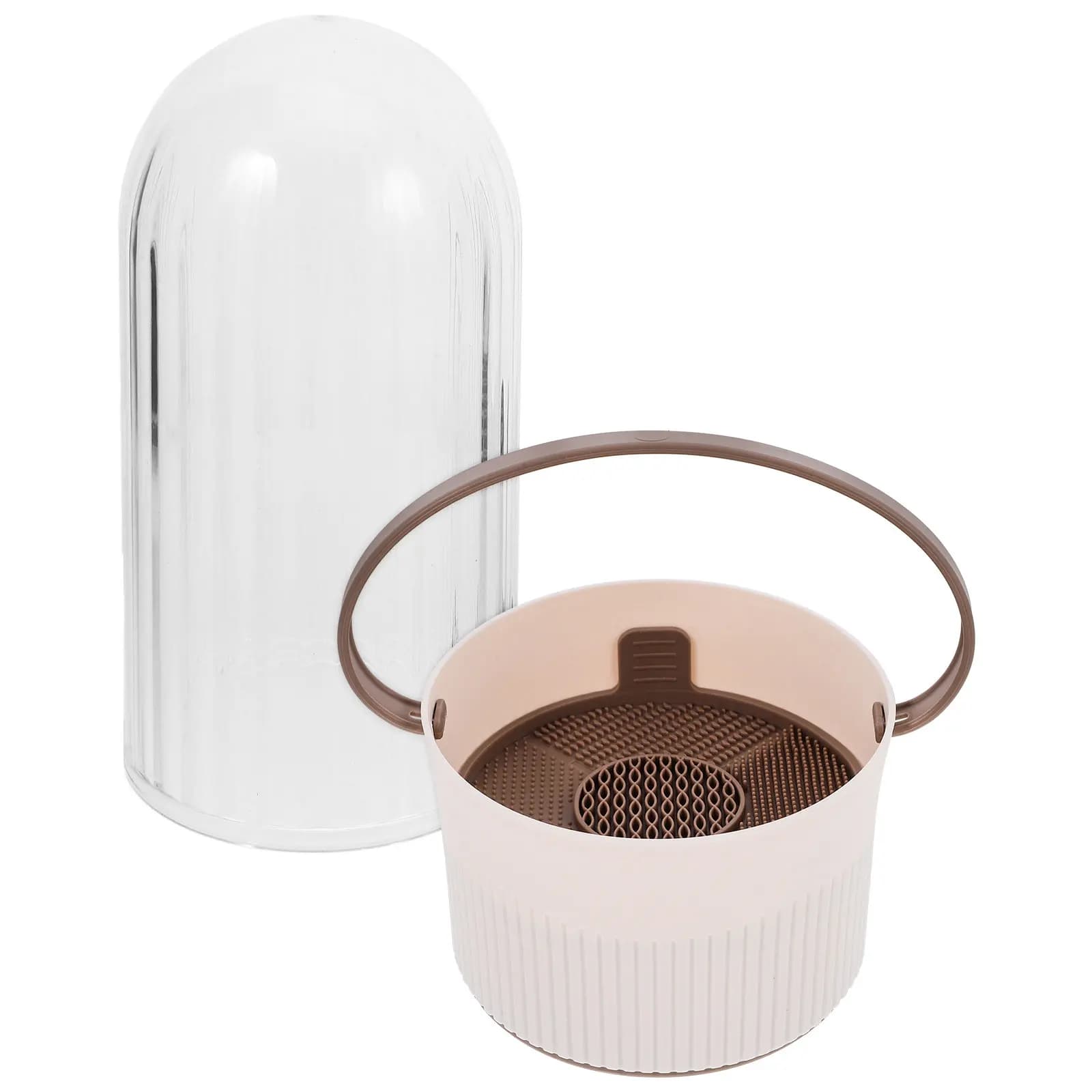 Scatola Portatile Leggera per la Pulizia di Spugne e Pennelli da Trucco in Silicone, Organizer per Pennelli Ombretto e Fard, per Uso Domestico e da Viaggio per Donne