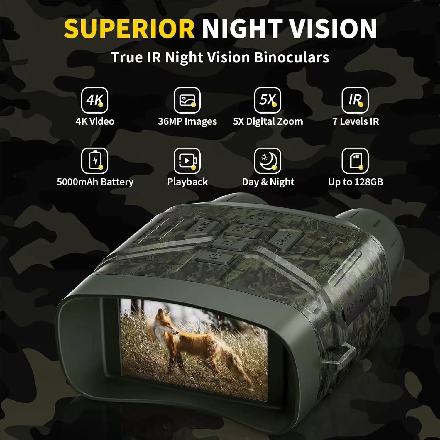 Telecamera da caccia Video 4K Visione notturna digitale per il monitoraggio della fauna selvatica Regalo per la famiglia Sicurezza domestica Birdwatching