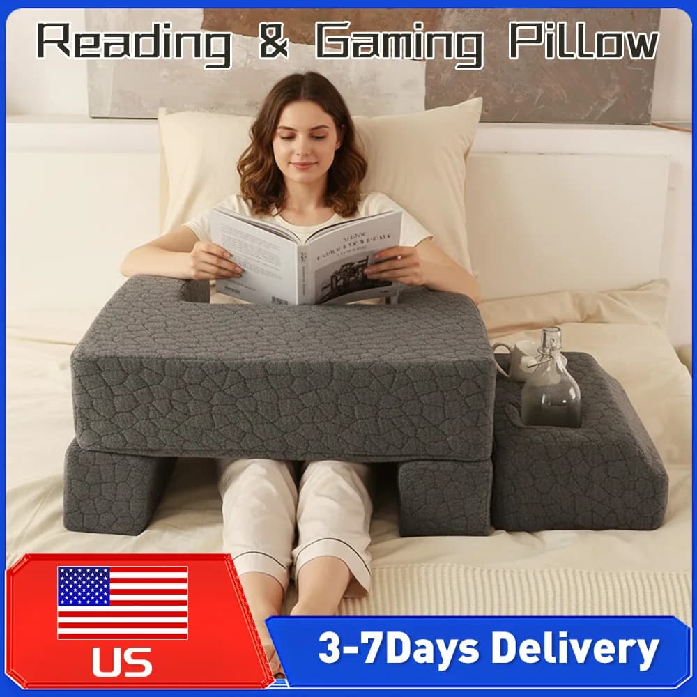 Cuscino a cuneo comodo e regolabile per lettura e gaming, con braccioli e schienale, multiuso come scrivania da gambaletto per letto, sedia, TV, gaming, laptop