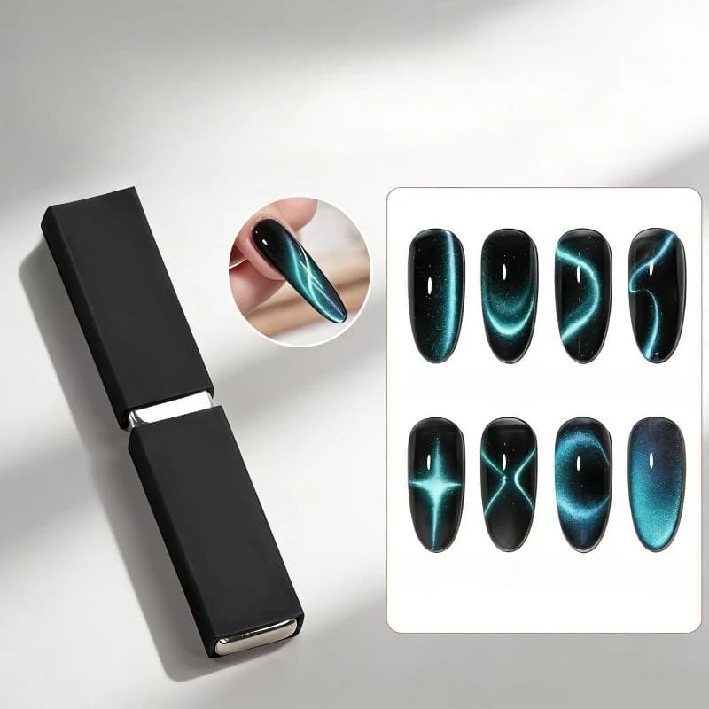 Powerful Double Head Nail Magnet Cat Eye Effect with Protective Cover, 3D Hand Magnetic Instrument and Tape Effect