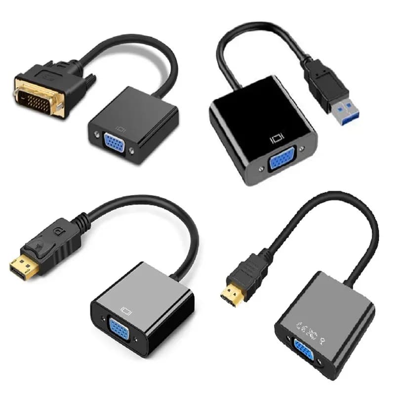Cavo Adattatore da Maschio a Femmina Mini DP/Type-C/HDMI/DVI/USB 3.0 a VGA, Convertitore Video HD per PC/TV/HDTV