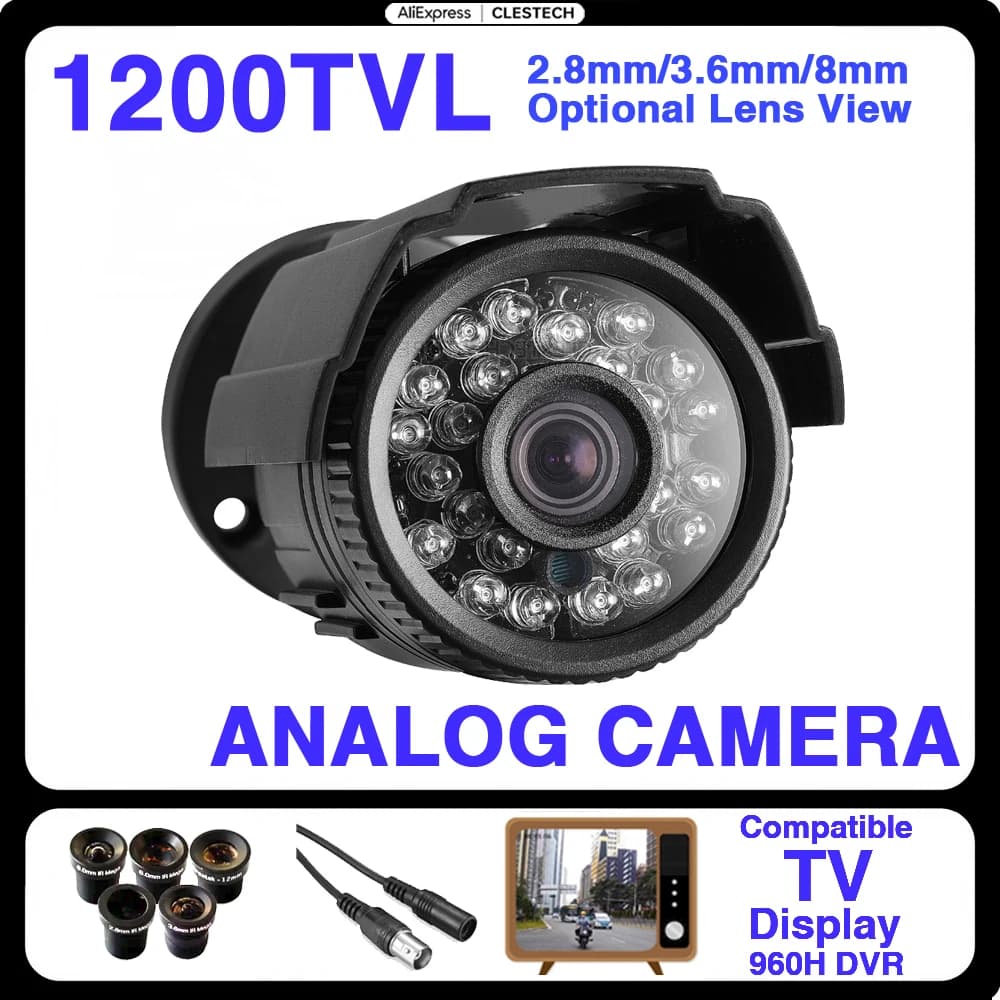 1200TVL HD CVBS Telecamera CCTV analogica compatibile TV Mini esterno IP66 impermeabile con visione notturna IR-CUT Audio Configurazione semplice e rapida
