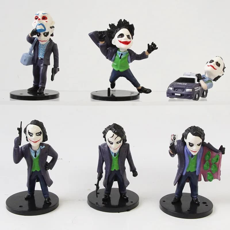 Set di 6 Statuette Anime Joker, Modellini Decorativi per Auto, Ornamenti da Scrivania, Action Figure, Giocattoli per Bambini, Regali di Natale