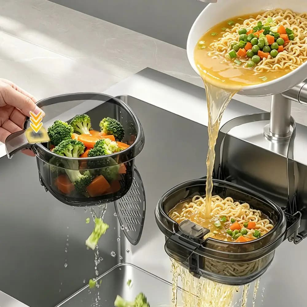 New Press Pour Sink Drain Basket Large Capacity Foldable Sink Strainer Basket Mesh Drain Kitchen Drain Rack Food Waste Filtering