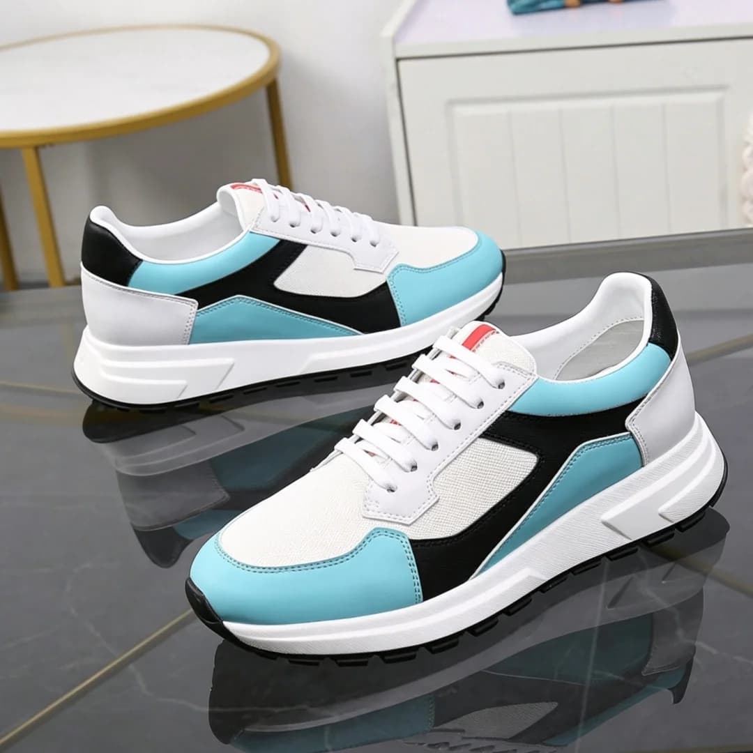Luxury Brand Men's Shoes Handmade Causul Sneakers Mesh Leather Patchwork Height increasing Thick Sole Footwear Holiday Gifts