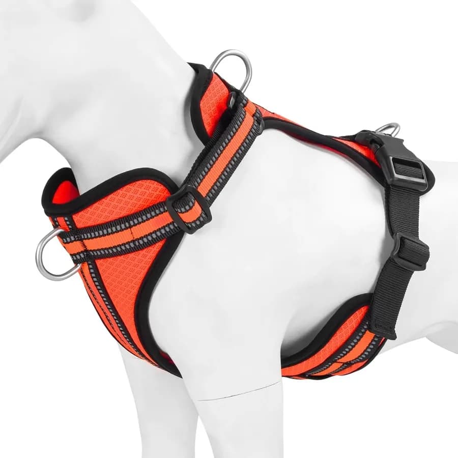 Pettorina per cani traspirante in rete regolabile Tessitura riflettente Pettorina leggera senza tirare con 3 fibbie a sgancio rapido per cani Walkin