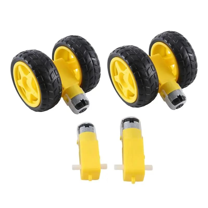 AB51 4 Pcs For Arduino Smart Car Robot Plastic Tire Wheel With DC 3-6V Gear Motor