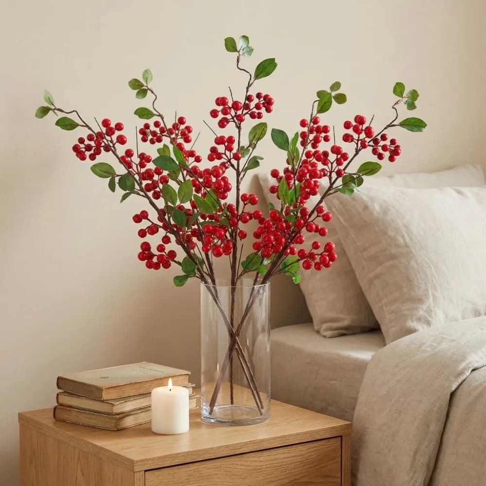 Artificial Green Leaves Coppers with Foam Mouths, Fake Fruits Good luck, Artificial Luxury Berries, Elegant Fin Plants in Plastic