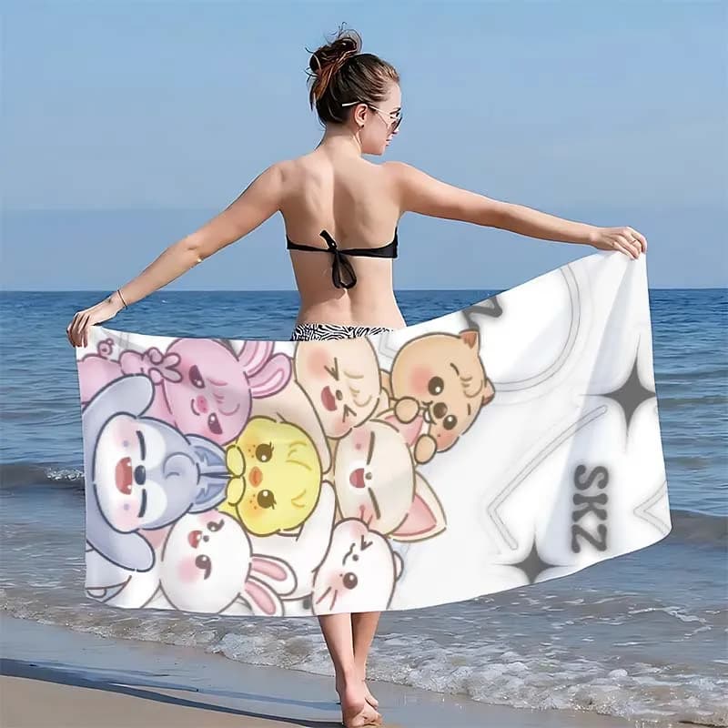 1 pezzo di asciugamano da spiaggia ispirato al gruppo KPop, in poliestere, ad asciugatura rapida, da viaggio, unisex, leggero e morbido, per nuoto, campeggio, surf, spiaggia