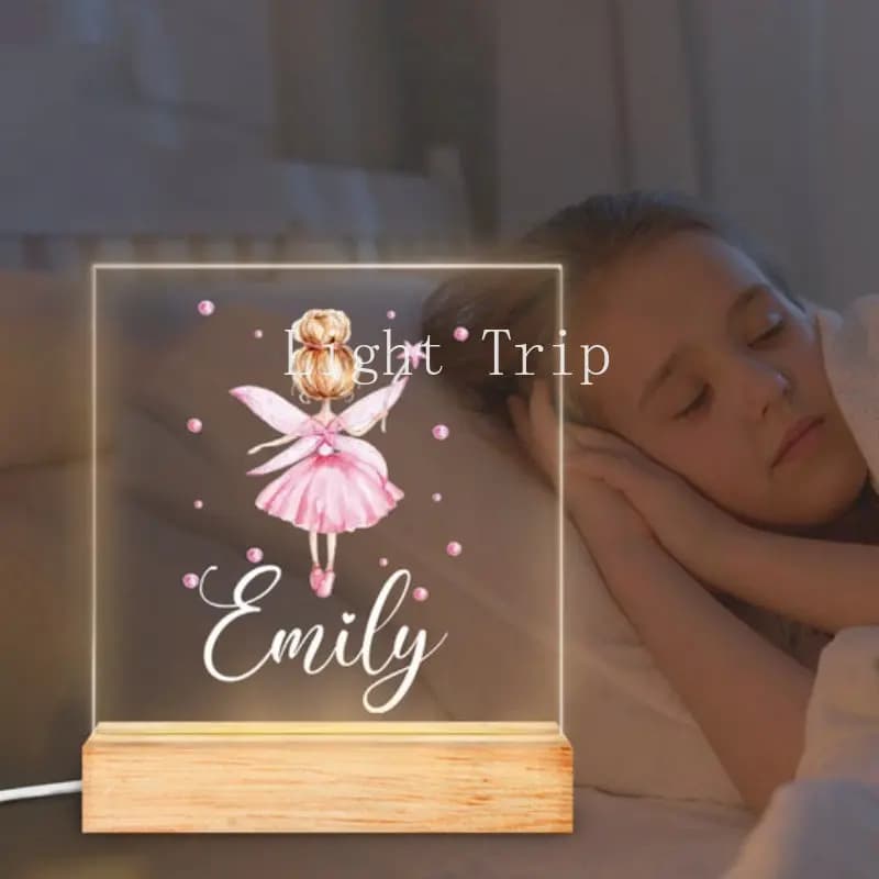 Luce notturna personalizzata rosa a forma di fata con nome, luce notturna da cameretta per bambina con nome personalizzato, regalo per la cameretta dei bambini