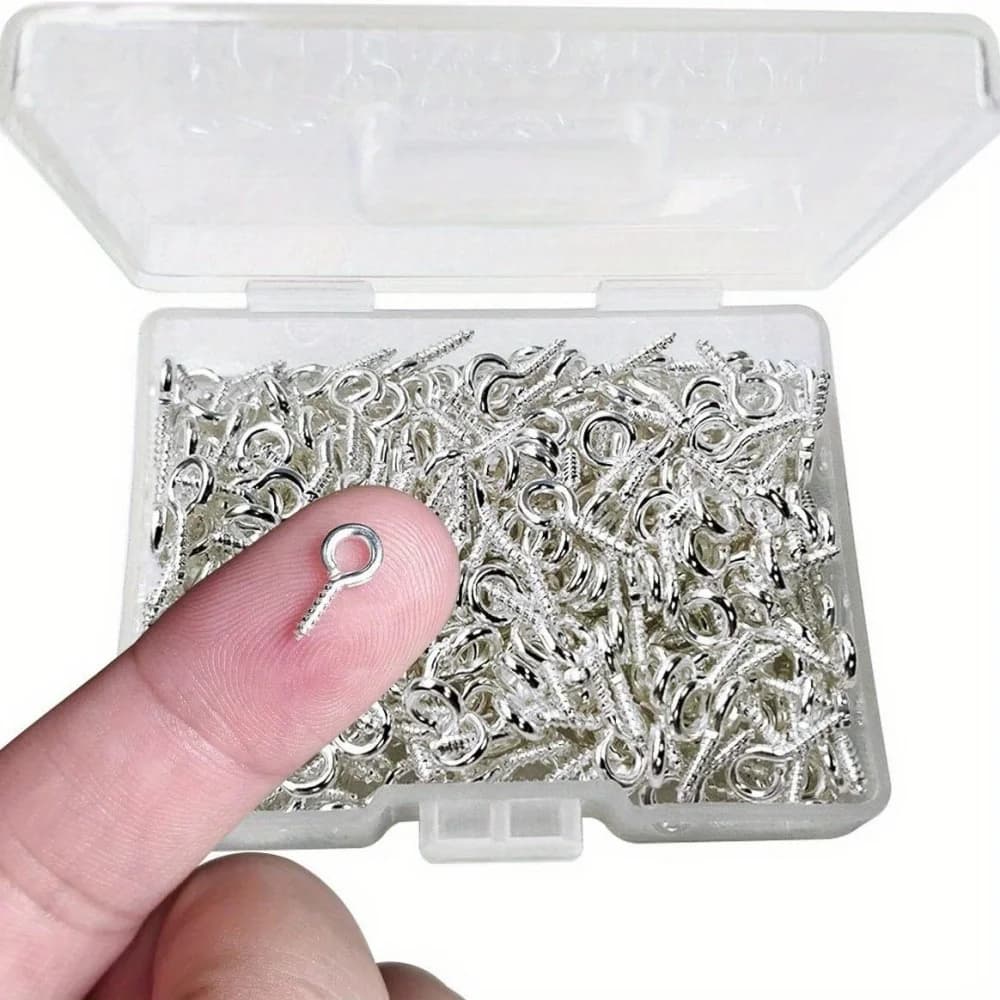 100 pz/scatola Mini Ganci a Vite 8 x 4mm, Viti Autofilettanti per Artigianato, Bottiglie con Tappo in Sughero, Accessori Fai da Te per Creazione Gioielli